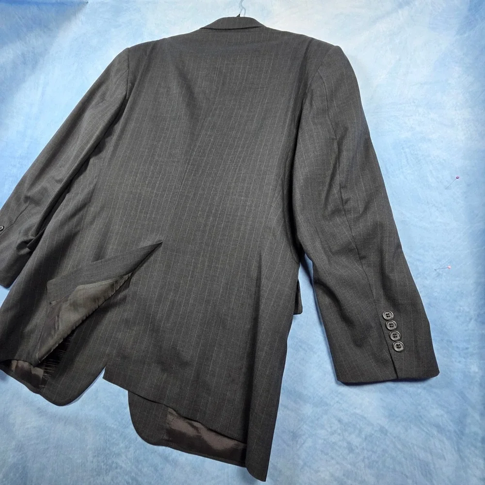 Brooks Brothers Brooksease Mens 45R Blazer Charcoal Grey Pinstripe Wool USA Made